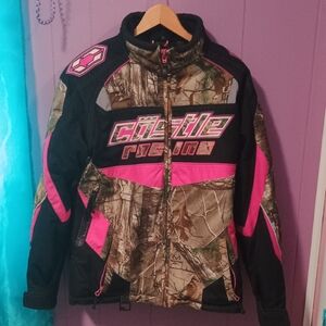 Castle Racing Women's Ski & Snow Jacket - Pink and Black